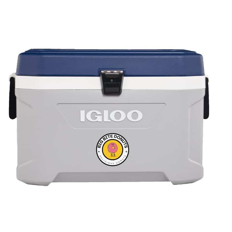 Custom Igloo® Maxcold Latitude 54 Qt. Cooler (Carbonite/Aegean Sea) with Company Logo - Personalized Bulk Corporate Gift