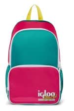 Custom Igloo® Retro Backpack Cooler Bag (Dark Jade and Magenta and Livewire Yellow) with Company Logo - Personalized Bulk Corporate Gift - 1
