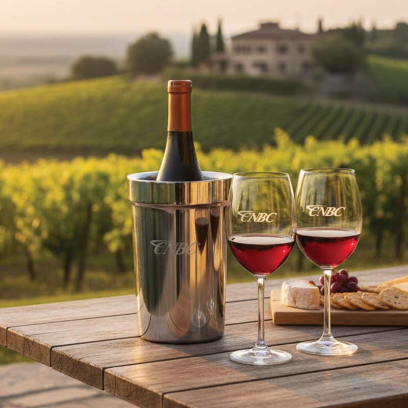 Custom Milano Wine Cooler & Coleford Wine Set with Company Logo - Personalized Bulk Corporate Gift - 2