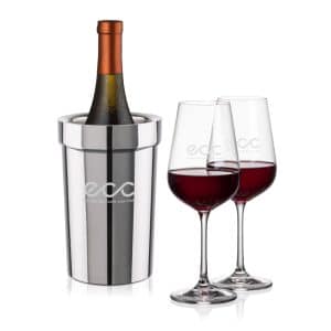 Custom Milano Wine Cooler & Laurent Wine Set with Company Logo - Personalized Bulk Corporate Gift