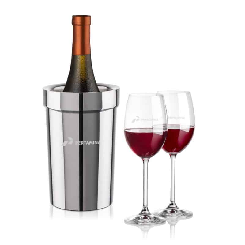 Custom Milano Wine Cooler & Naples Wine Set with Company Logo - Personalized Bulk Corporate Gift