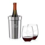 Custom Milano Wine Cooler & RIEDEL Stemless Wine Set with Company Logo - Personalized Bulk Corporate Gift