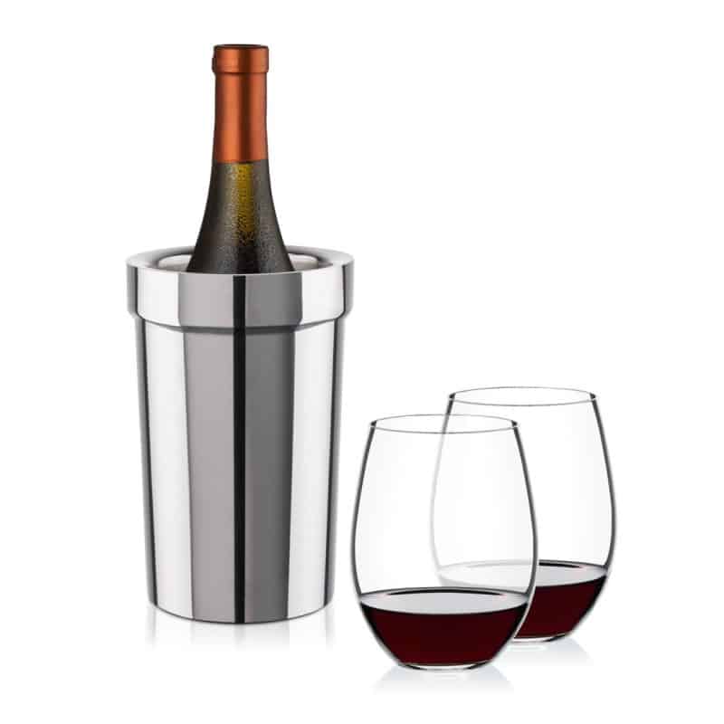 Custom Milano Wine Cooler & RIEDEL Stemless Wine Set with Company Logo - Personalized Bulk Corporate Gift - 4