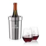 Custom Milano Wine Cooler & Reina Stemless Wine Set with Company Logo - Personalized Bulk Corporate Gift