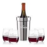 Custom Milano Wine Cooler & Salem Stemless Wine Set with Company Logo - Personalized Bulk Corporate Gift - 2