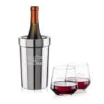 Custom Milano Wine Cooler & Tucson Stemless Wine Set with Company Logo - Personalized Bulk Corporate Gift