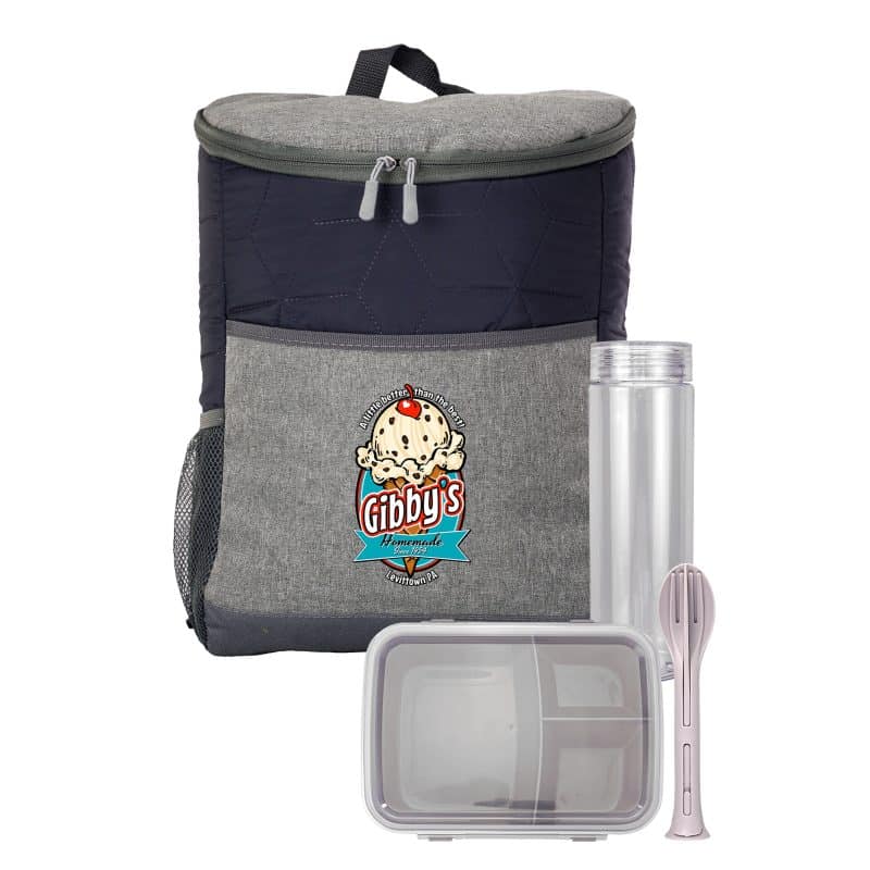 Custom Quilted Ultimate Lunch & Drink Set with Company Logo - Personalized Bulk Corporate Gift