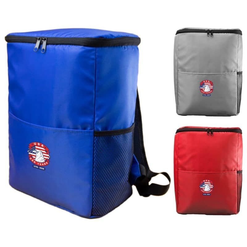 Custom Patriotic Cooler Backpack with Company Logo - Personalized Bulk Corporate Gift - 1