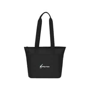 Custom Aviana™ Rowan Recycled Nylon Tote Cooler - Aware™ - Black with Company Logo - Personalized Bulk Corporate Gift