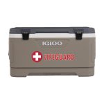Custom 100 Qt. Igloo® Maxcold Latitude Cooler (Sandstone/Carbonite) with Company Logo - Personalized Bulk Corporate Gift