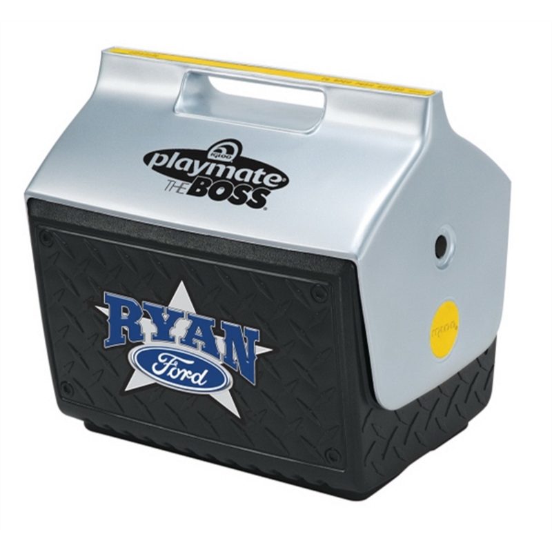 Custom 14 Qt. Igloo® Playmate The Boss Cooler (Black/Yellow/Gray) with Company Logo - Personalized Bulk Corporate Gift - 1
