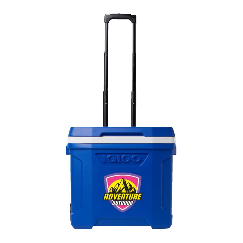 Custom 28 Qt. Igloo® Profile II Roller Cooler (Majestic Blue) with Company Logo - Personalized Bulk Corporate Gift