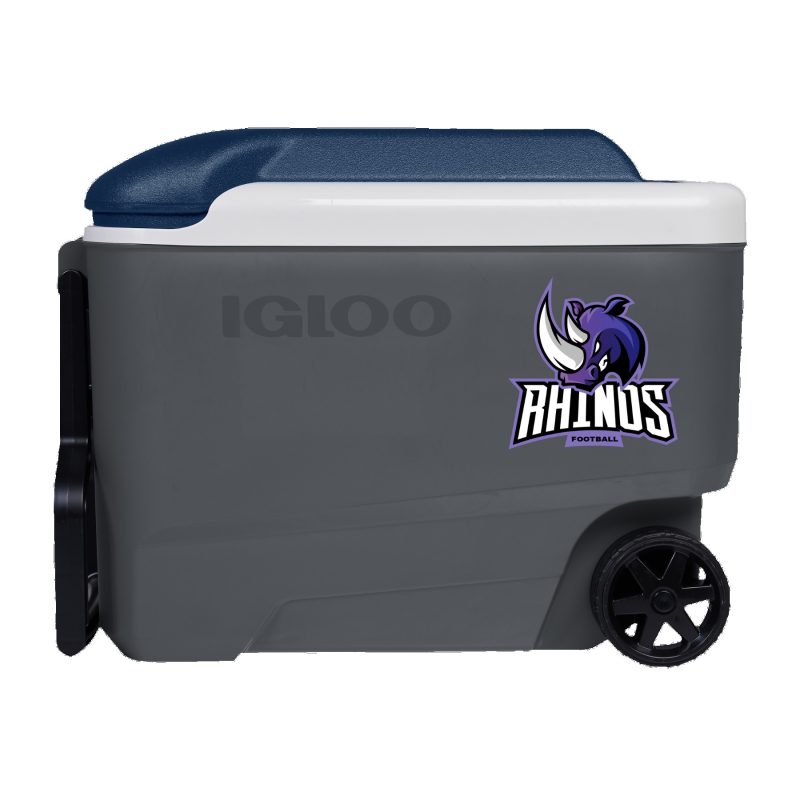 Custom 40 Qt. Igloo® Maxcold Roller Cooler (Carbonite/Aegean Sea) with Company Logo - Personalized Bulk Corporate Gift - 1