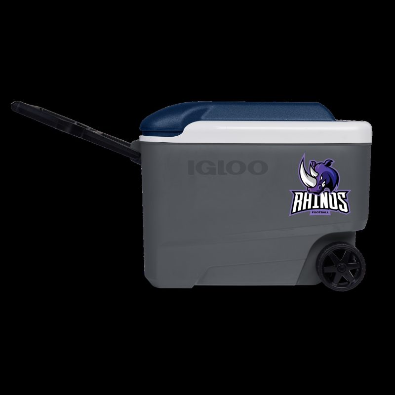Custom 40 Qt. Igloo® Maxcold Roller Cooler (Carbonite/Aegean Sea) with Company Logo - Personalized Bulk Corporate Gift