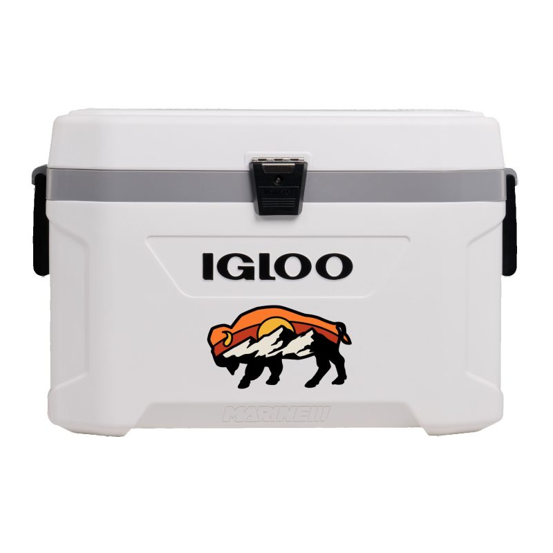 Custom 54 Qt. Igloo® Latitude Marine Ultra Cooler (White/Moonscape Gray) with Company Logo - Personalized Bulk Corporate Gift - 1