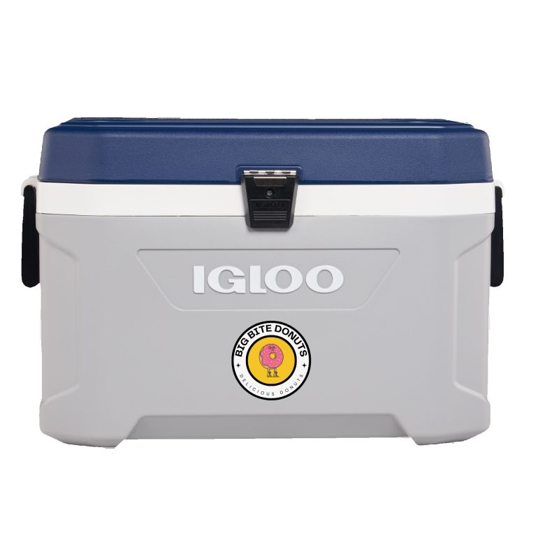 Custom 54 Qt. Igloo® Maxcold Latitude Cooler (Carbonite/Aegean Sea) with Company Logo - Personalized Bulk Corporate Gift
