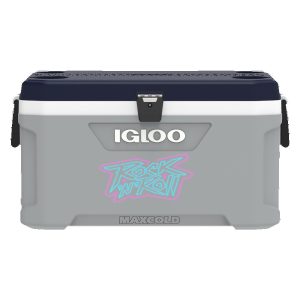 Custom 70 Qt. Igloo® Maxcold Latitude Cooler (Carbonite Gray/Aegean Sea) with Company Logo - Personalized Bulk Corporate Gift