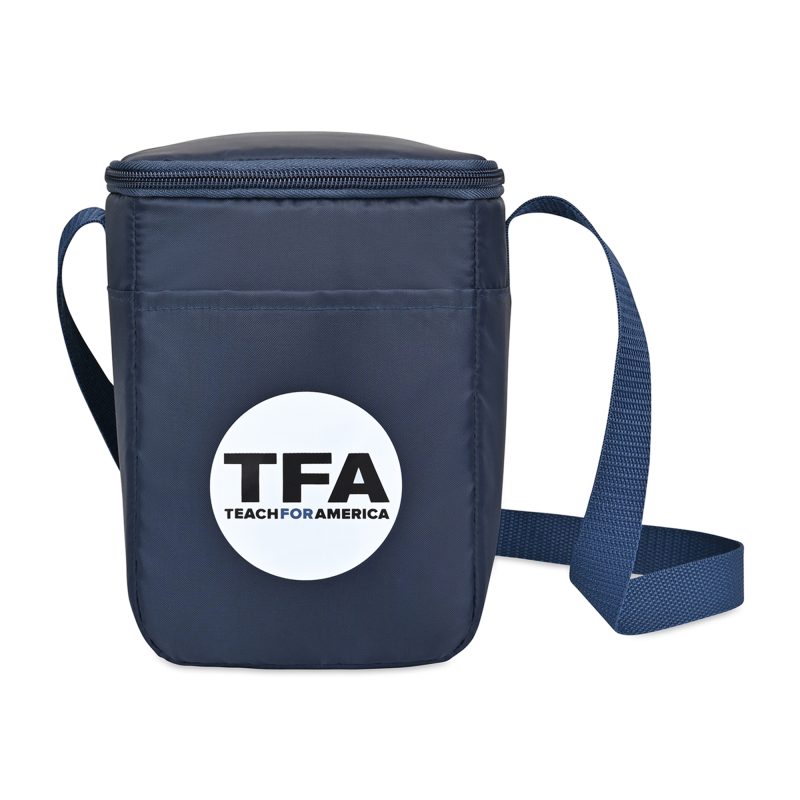 Custom Arlo Recycled rPET 6 Can Lunch Cooler - Navy with Company Logo - Personalized Bulk Corporate Gift