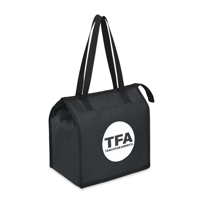 Custom Arlo Recycled rPET Insulated Grocery Shopper - Black with Company Logo - Personalized Bulk Corporate Gift - 2