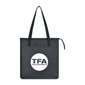 Custom Arlo Recycled rPET Insulated Grocery Shopper - Black with Company Logo - Personalized Bulk Corporate Gift