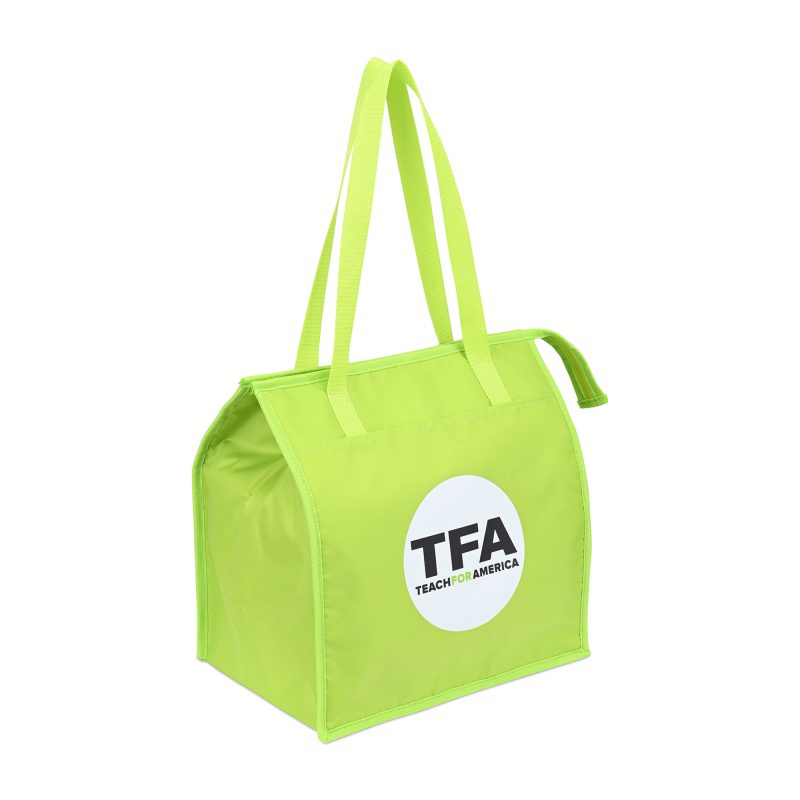 Custom Arlo Recycled rPET Insulated Grocery Shopper - Lime Green with Company Logo - Personalized Bulk Corporate Gift - 2