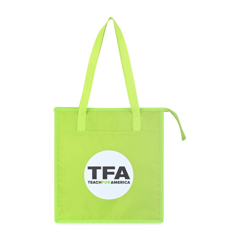 Custom Arlo Recycled rPET Insulated Grocery Shopper - Lime Green with Company Logo - Personalized Bulk Corporate Gift