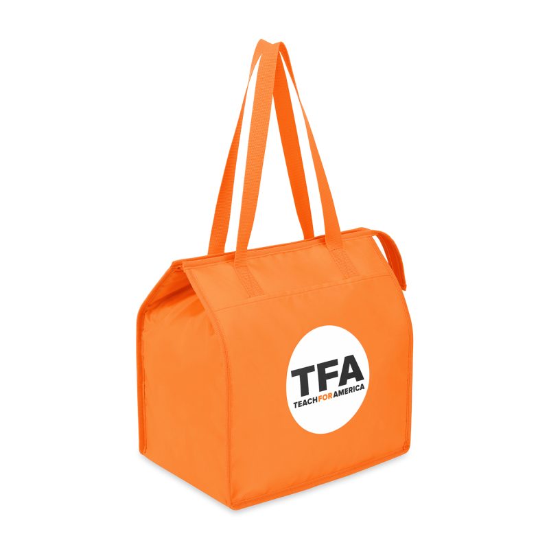 Custom Arlo Recycled rPET Insulated Grocery Shopper - Orange with Company Logo - Personalized Bulk Corporate Gift - 3