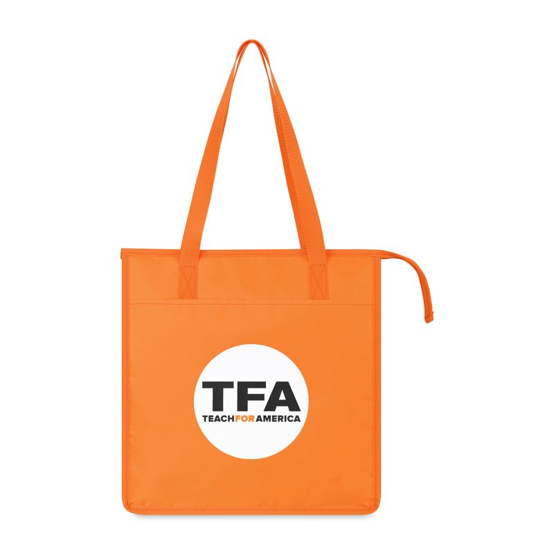 Custom Arlo Recycled rPET Insulated Grocery Shopper - Orange with Company Logo - Personalized Bulk Corporate Gift