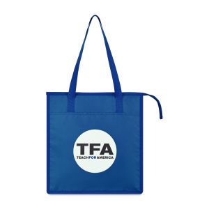 Custom Arlo Recycled rPET Insulated Grocery Shopper - Royal Blue with Company Logo - Personalized Bulk Corporate Gift