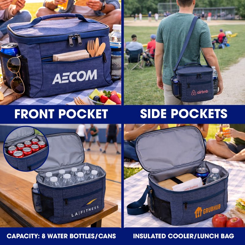 Custom DenimChill Cooler Bag 8-Can with Company Logo - Personalized Bulk Corporate Gift - 8