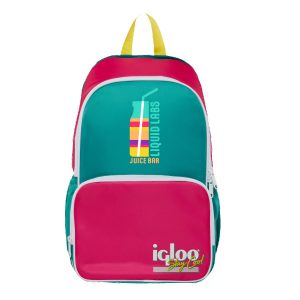 Custom Igloo® Retro Backpack Cooler Bag (Dark Jade and Magenta/Livewire Yellow) with Company Logo - Personalized Bulk Corporate Gift