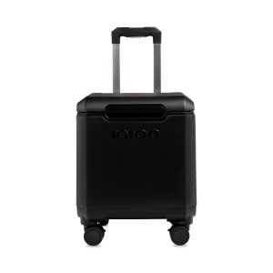 Custom Igloo® Tag Along Spinner Cooler - Black with Company Logo - Personalized Bulk Corporate Gift