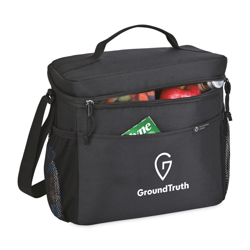 Custom Renew Recycled rPET Box Cooler - Black with Company Logo - Personalized Bulk Corporate Gift - 2