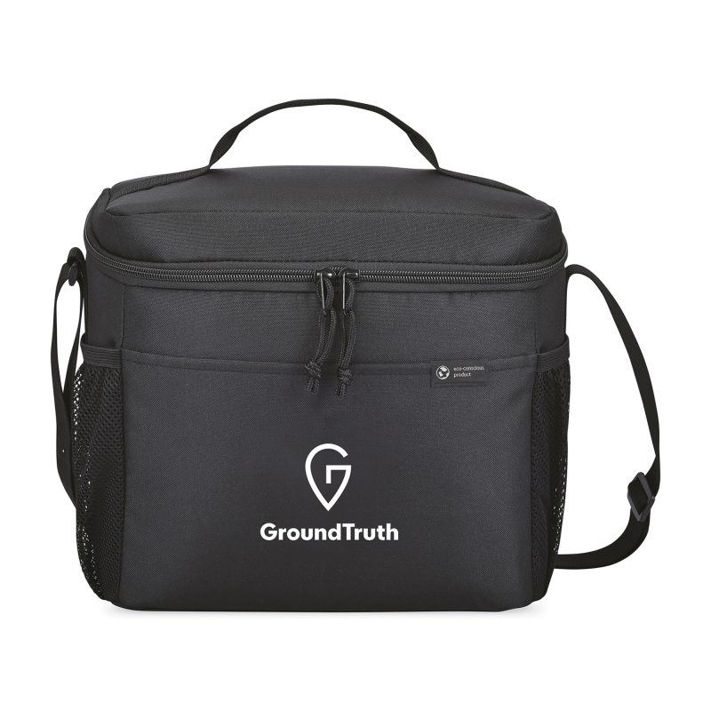 Custom Renew Recycled rPET Box Cooler - Black with Company Logo - Personalized Bulk Corporate Gift
