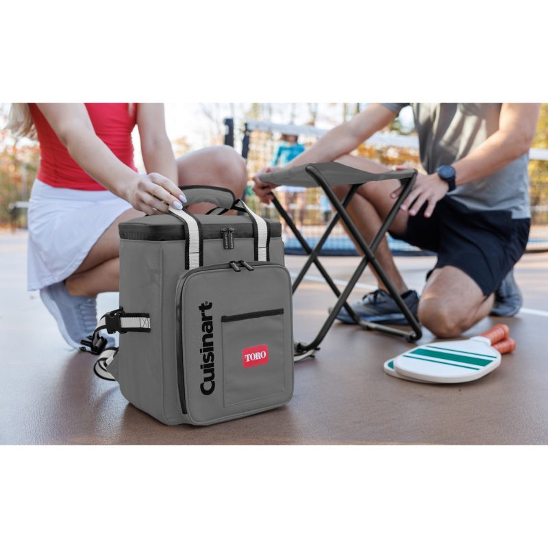 Custom Cuisinart Outdoors Folding Chair Backpack Cooler - Medium Grey with Company Logo - Personalized Bulk Corporate Gift - 6