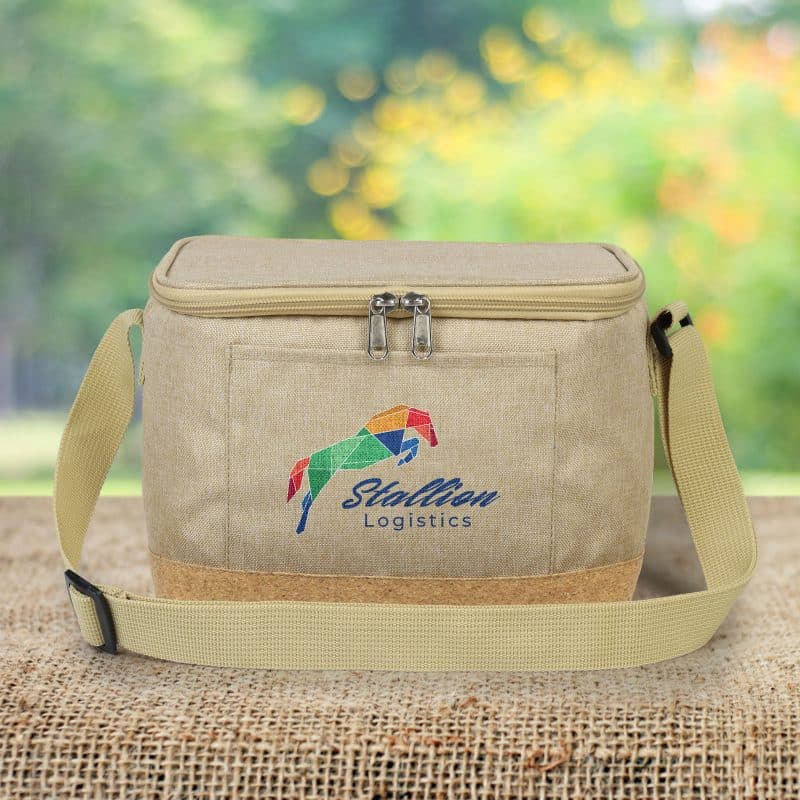 Custom Cork Lunch Cooler with Company Logo - Personalized Bulk Corporate Gift