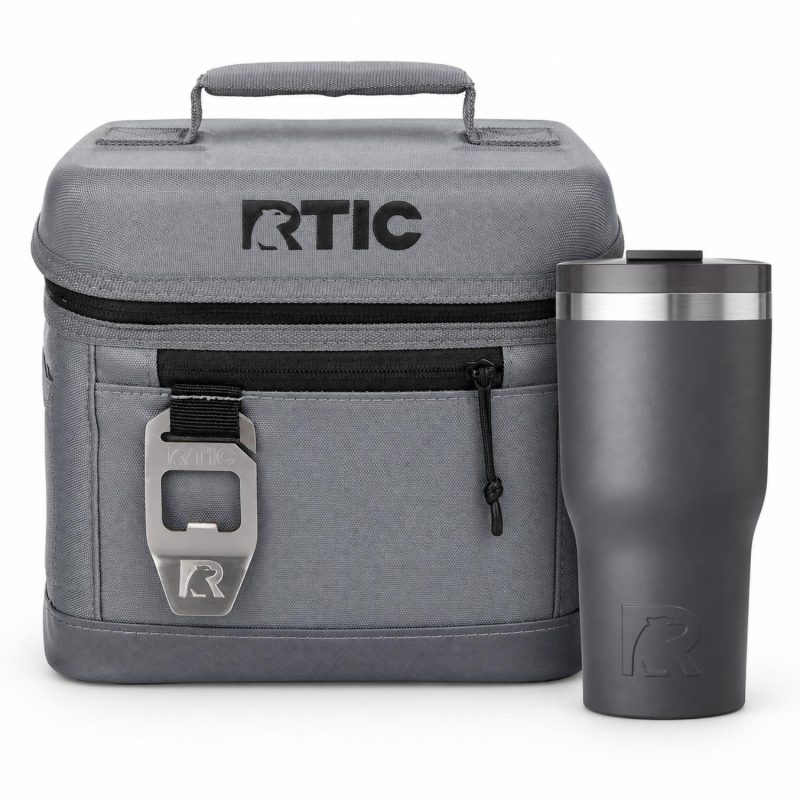 Custom 6-Can RTIC® Cooler Bag & 20 Oz. Water Bottle Gift Set with Company Logo - Personalized Bulk Corporate Gift - 1
