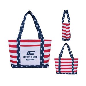 Custom Americana 600D Beach Tote with Company Logo - Personalized Bulk Corporate Gift