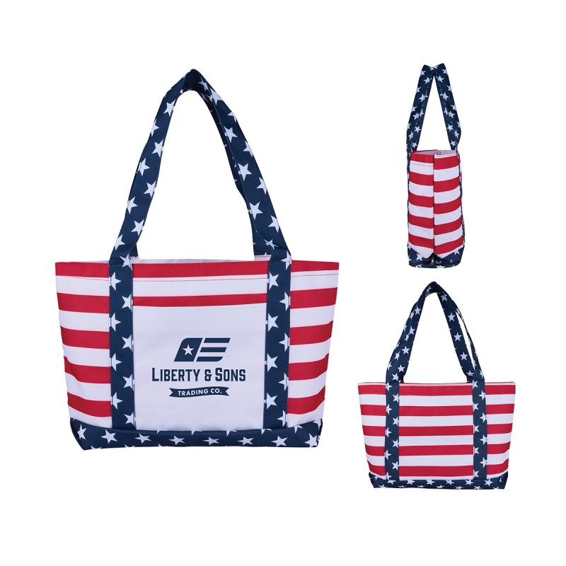 Custom Americana 600D Beach Tote with Company Logo - Personalized Bulk Corporate Gift
