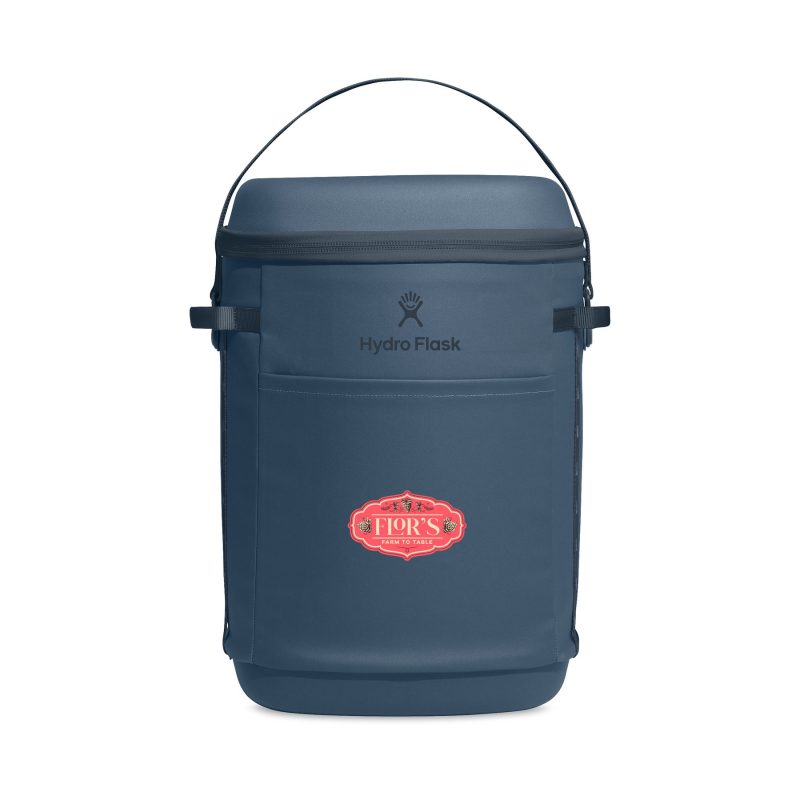 Custom Hydro Flask Carryout Backpack Cooler 22 L - Harbor Blue with Company Logo - Personalized Bulk Corporate Gift
