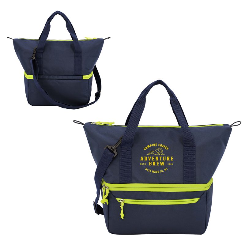 Custom Jasper 2-Compartment 600D Premier Polyester Square Cooler Bag with Company Logo - Personalized Bulk Corporate Gift