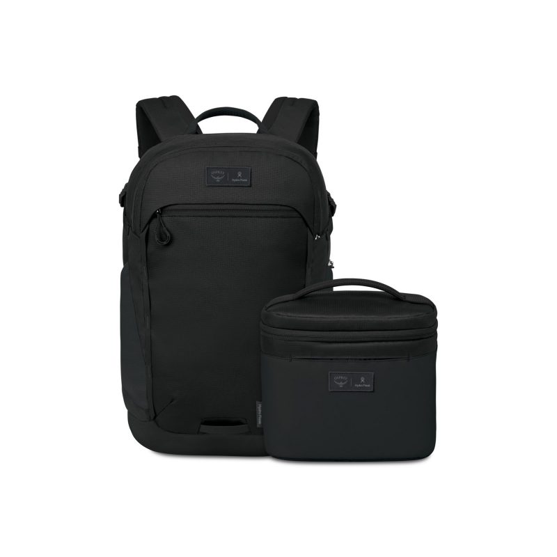 Custom Osprey Axis x Hydro Flask Backpack and Insulated Lunch Bag Bundle - Black with Company Logo - Personalized Bulk Corporate Gift - 1