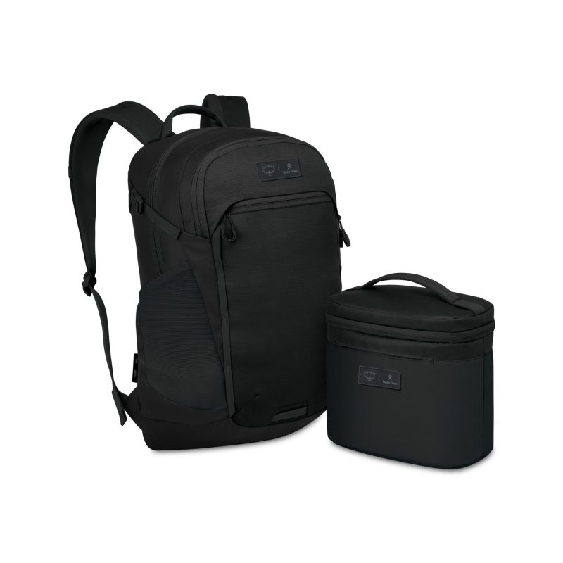 Custom Osprey Axis x Hydro Flask Backpack and Insulated Lunch Bag Bundle - Black with Company Logo - Personalized Bulk Corporate Gift - 2