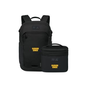 Custom Osprey Axis x Hydro Flask Backpack and Insulated Lunch Bag Bundle - Black with Company Logo - Personalized Bulk Corporate Gift