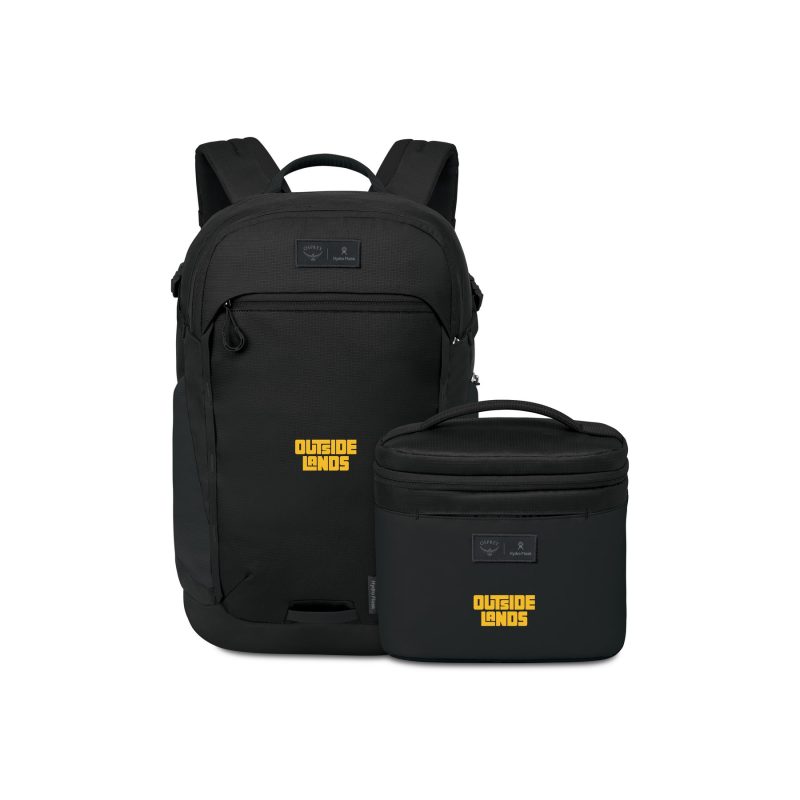 Custom Osprey Axis x Hydro Flask Backpack and Insulated Lunch Bag Bundle - Black with Company Logo - Personalized Bulk Corporate Gift