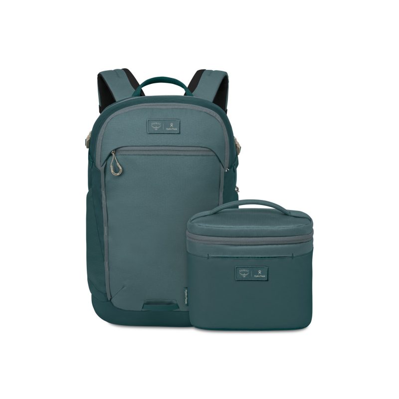 Custom Osprey Axis x Hydro Flask Backpack and Insulated Lunch Bag Bundle - Cascade Blue - Torrent Blue with Company Logo - Personalized Bulk Corporate Gift - 1