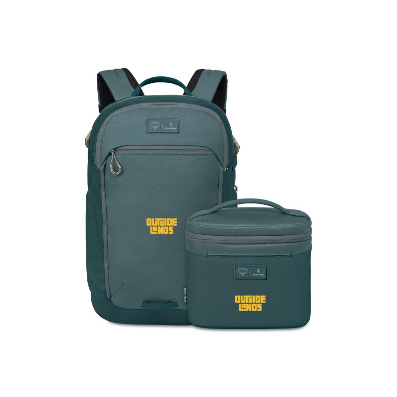 Custom Osprey Axis x Hydro Flask Backpack and Insulated Lunch Bag Bundle - Cascade Blue - Torrent Blue with Company Logo - Personalized Bulk Corporate Gift