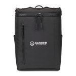 Custom Acadia Recycled rPET Backpack Cooler - Black with Company Logo - Personalized Bulk Corporate Gift