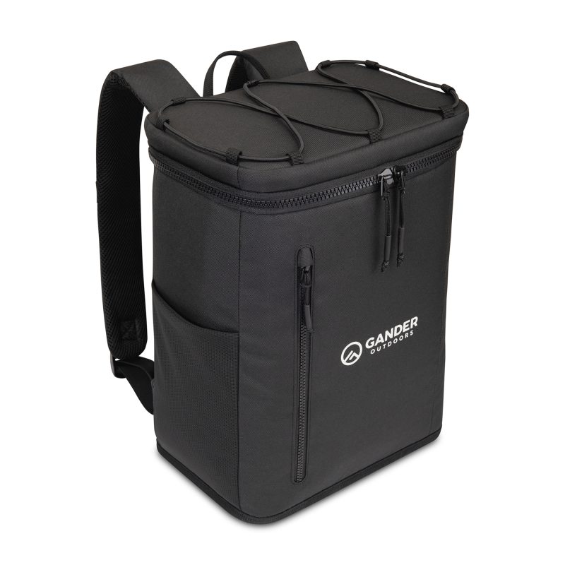 Custom Acadia Recycled rPET Backpack Cooler - Black with Company Logo - Personalized Bulk Corporate Gift - 2