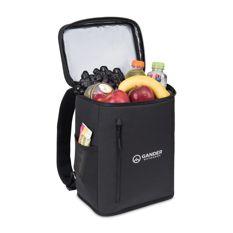 Custom Acadia Recycled rPET Backpack Cooler - Black with Company Logo - Personalized Bulk Corporate Gift - 3